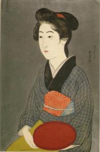 Mujer con plato (Hashiguchi Goyō, 1920)